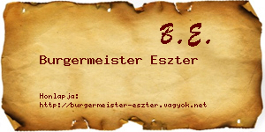 Burgermeister Eszter névjegykártya